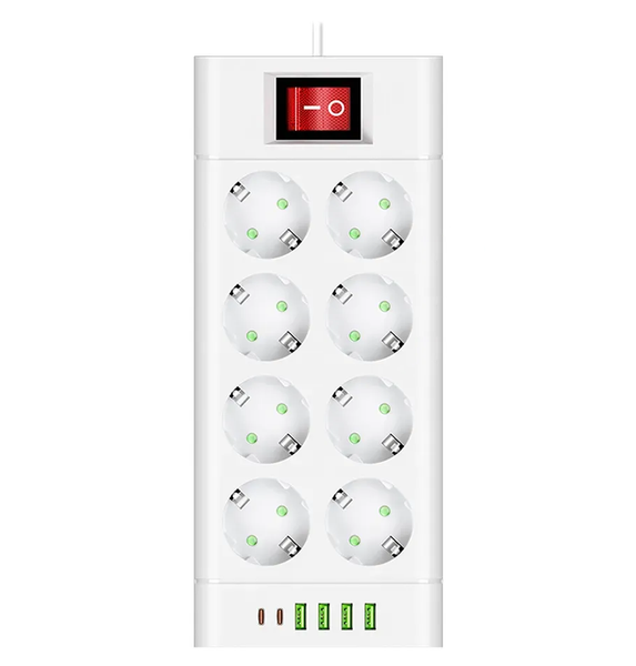 Мережевий фільтр-подовжувач QL-1115u 8 розеток 4-USB 2-Type-C білий 900000000033IMP фото