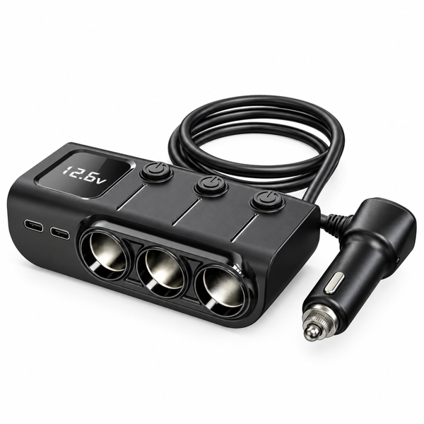 Разветвитель прикуривателя Earldom ES-CS4 на 3 розетки с USB и дисплеем eve2095 фото