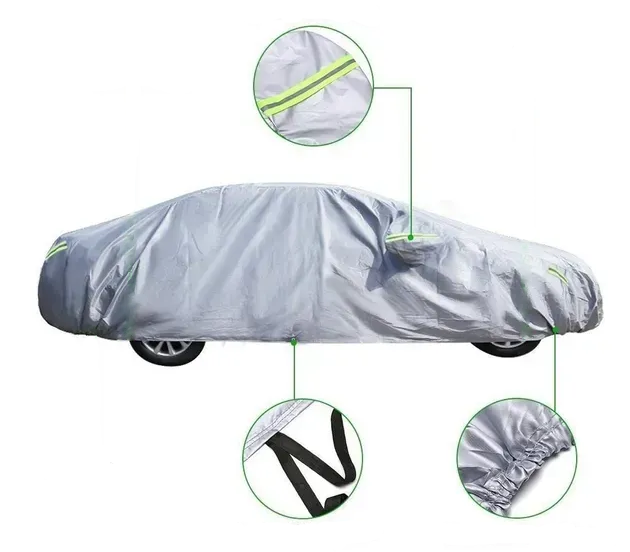 Захисний тент-чохол для автомобіля 5,8x1,8 м Universal Car Cover зі світловідбиваючими смугами &mdash; захист від сонця і снігу eve1082 фото