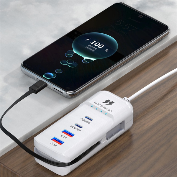 Сетевое зарядное устройство-хаб 66W, 2 USB + 2 Type-C, EU вилка 900000000051IMP фото