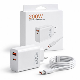 Сетевое зарядное устройство 200W USB-A/Type-C с кабелем USB to Type-C eve1983 фото
