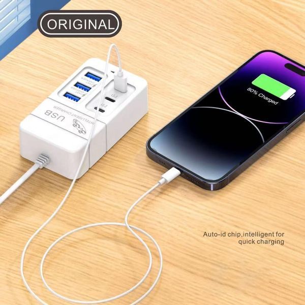 Мережевий зарядний пристрій-хаб 65W 3 USB + 3 Type-C EU вилка 900000000015IMP фото