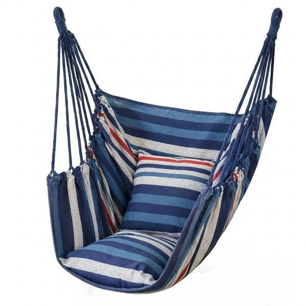 Підвісне крісло-гамак з подушками 130&times;100 см синє eve1664 фото