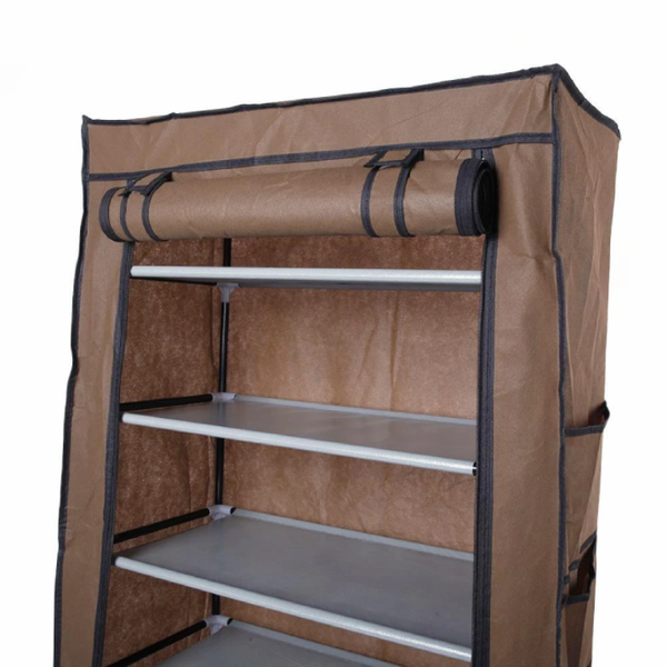 Складной тканевый шкаф-стеллаж для обуви Shoe Cabinet 9 полок 160&times;60&times;30 см коричневый eve1310 фото