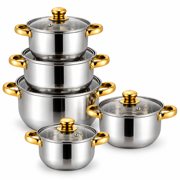 Набір каструль SOUP POT G-A11 з нержавіючої сталі 5 каструль з кришками eve2116 фото