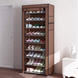 Складной тканевый шкаф-стеллаж для обуви Shoe Cabinet 9 полок 160&times;60&times;30 см коричневый eve1310 фото 3
