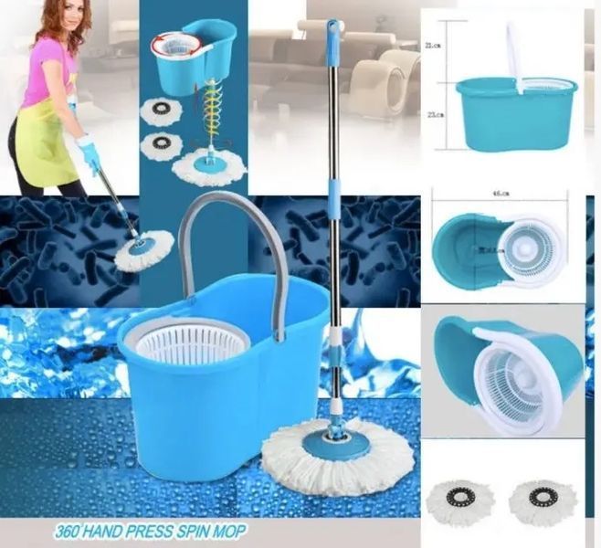 Турбо-швабра с ведром и отжимом 360&deg; Spin Mop телескопическая ручка 77&ndash;115 см 10 л микрофибра eve1120 фото
