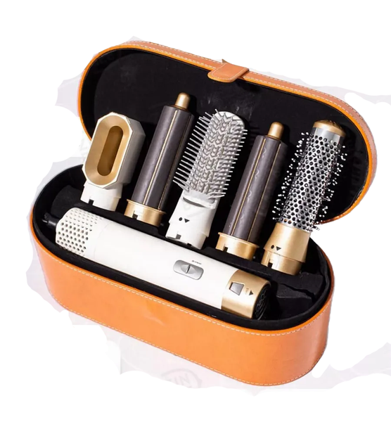 Фен-щітка мультистайлер Hot Air Styler 5 в 1 з насадками для укладки завивки і об'єму волосся білий в кейсі eve1250 фото