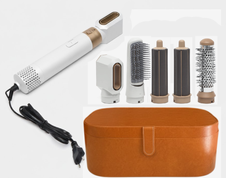 Фен-щітка мультистайлер Hot Air Styler 5 в 1 з насадками для укладки завивки і об'єму волосся білий в кейсі eve1250 фото
