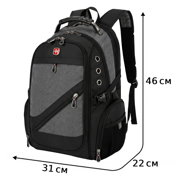 Швейцарский городской рюкзак SwissGear 8810 32 л для ноутбука с выходом под наушники Серый eve1675 фото