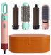 Фен-щітка мультистайлер Hot Air Styler 5 в 1 з насадками для укладки завивки і об'єму волосся рожевий в кейсі eve1251 фото 1