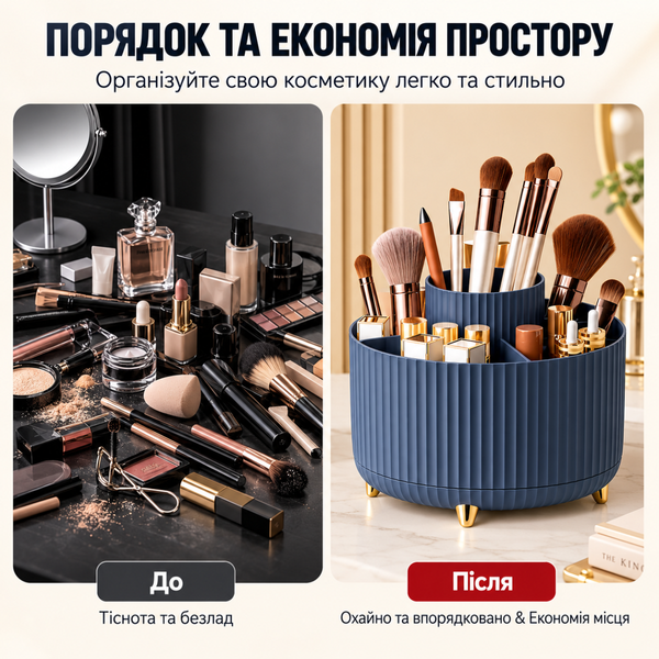 Настольный вращающийся органайзер для косметики на 360&deg; с 5 секциями синий eve2270 фото
