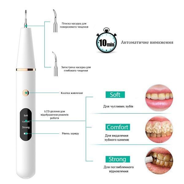 Ультразвуковой скалер Teeth Cleaner HY-46 &mdash; прибор для удаления зубного камня и налета eve1058 фото