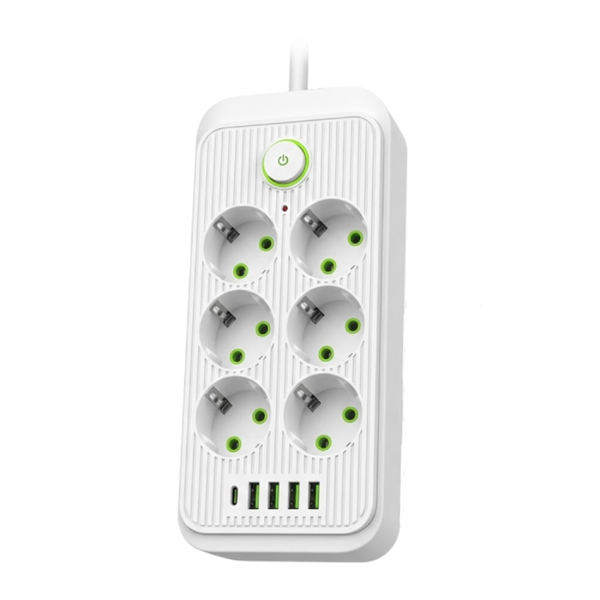 Мережевий фільтр-подовжувач QL-1075u 6 розеток 4-USB 1-Type-C білий 900000000029IMP фото