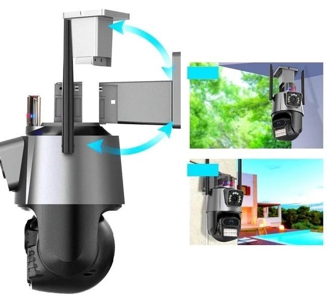 Поворотна вулична Wi-Fi камера відеоспостереження V380-V21 8MP з сиреною і нічним баченням 360&deg; огляд eve1061 фото